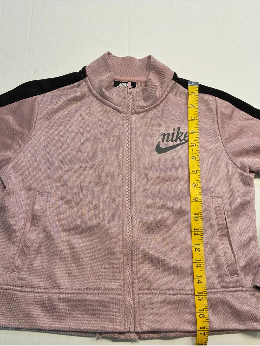 Nike 🟣 Girls Size Large NSW Icon Jacket in Plum Chalk with Black Stripes